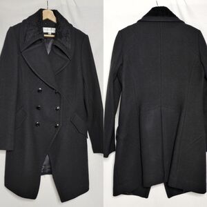 Trina Turk‎ Wool Peacoat Double Breasted Notch Collar Slip Pockets Large 12